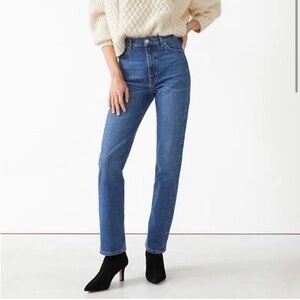 & Other Stories Denim Favourite Cut Cropped Jeans High Waisted Rise Straight